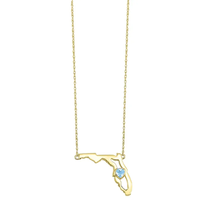 Gems One Necklaces 14K Blue Topaz Heart in Florida Necklace