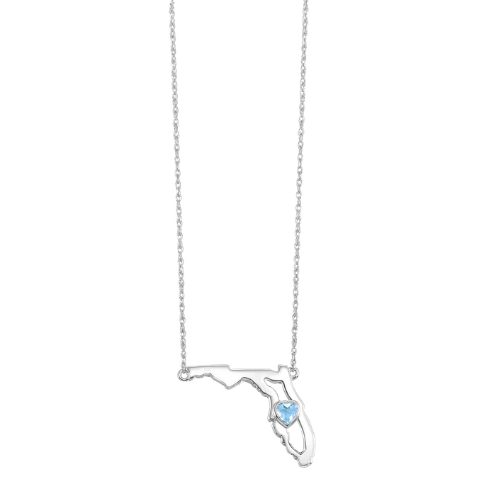 Gems One Necklaces 14K Blue Topaz Heart in Florida Necklace