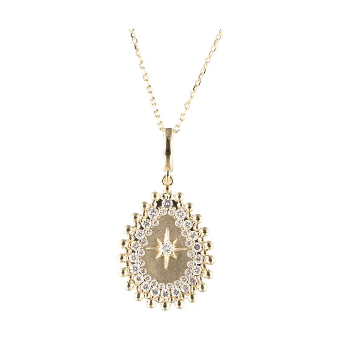 Gems One Necklaces 14k Gold Diamond Pear Shaped Shield Pendant 050CTW