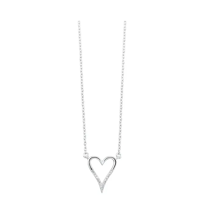 Gems One Necklaces Silver Heart Diamond Pendant 025CTW