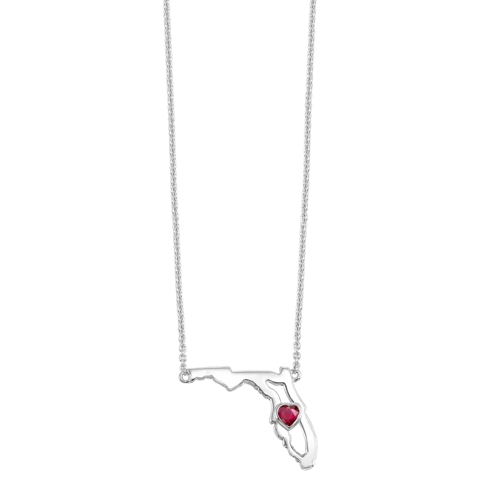 Gems One Necklaces Sterling Silver Garnet Heart in Florida Necklace