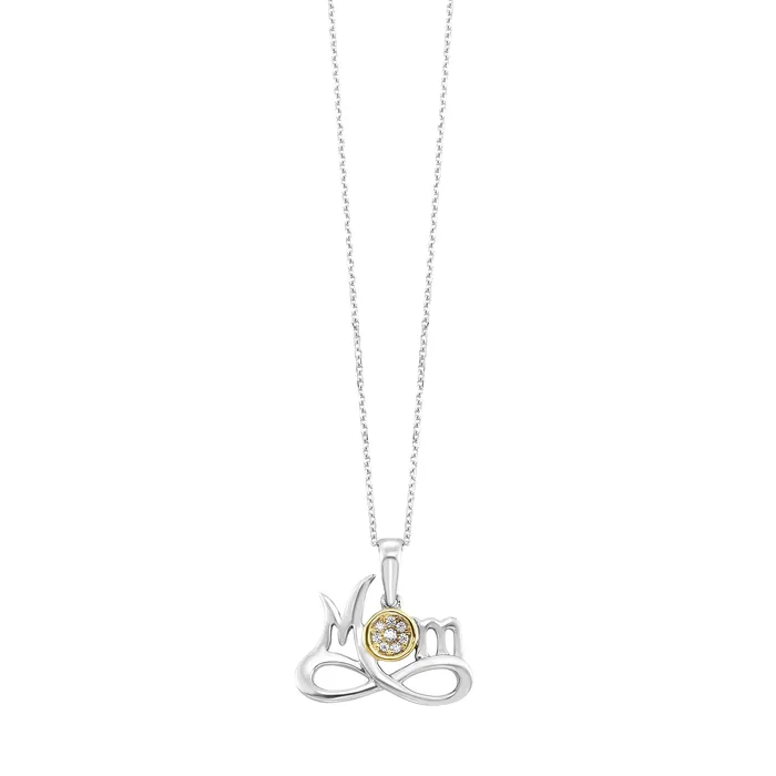 Gems One Sterling Silver Two Tone Mom Pendant Rings