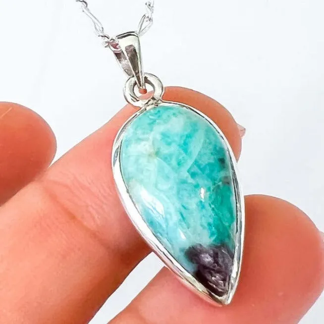 Genuine Blue Amazonite Stone Sterling Silver Pendant Necklace Magic Crystals Necklaces Genuine Blue Amazonite Stone Sterling Silver Pendant Necklace Magic Crystals Necklaces