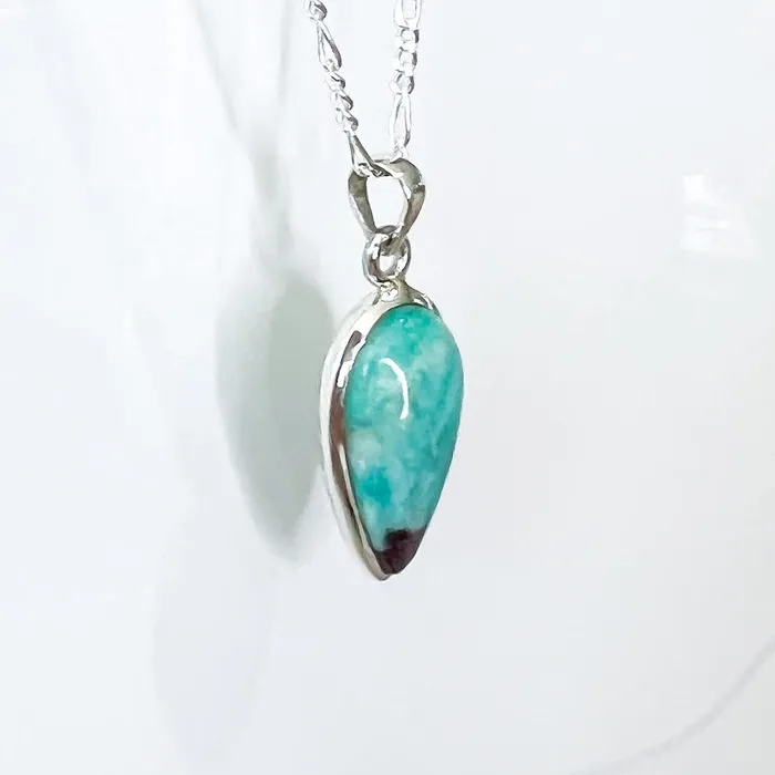 Genuine Blue Amazonite Stone Sterling Silver Pendant Necklace Magic Crystals Necklaces