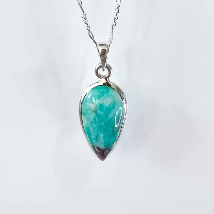 Genuine Blue Amazonite Stone Sterling Silver Pendant Necklace Magic Crystals Necklaces