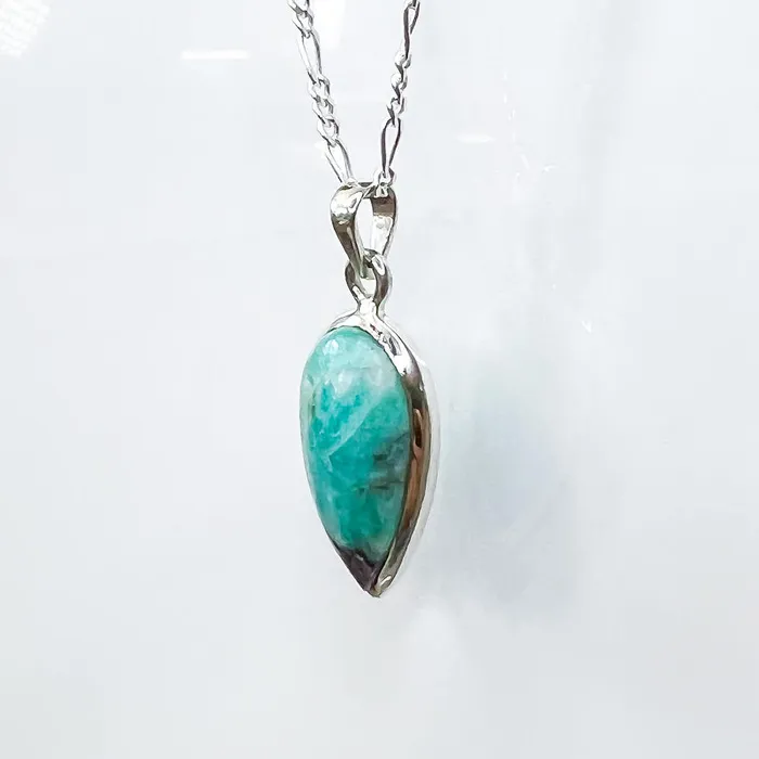 Genuine Blue Amazonite Stone Sterling Silver Pendant Necklace Magic Crystals Necklaces