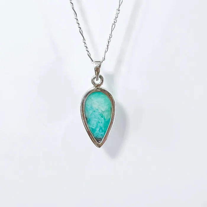 Genuine Blue Amazonite Stone Sterling Silver Pendant Necklace Magic Crystals Necklaces