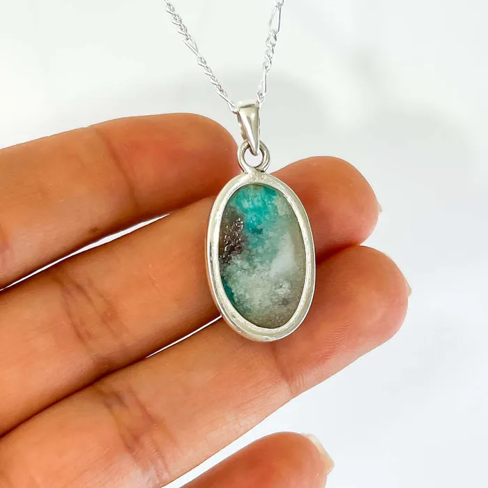 Genuine Blue Amazonite Stone Sterling Silver Pendant Necklace Magic Crystals Necklaces