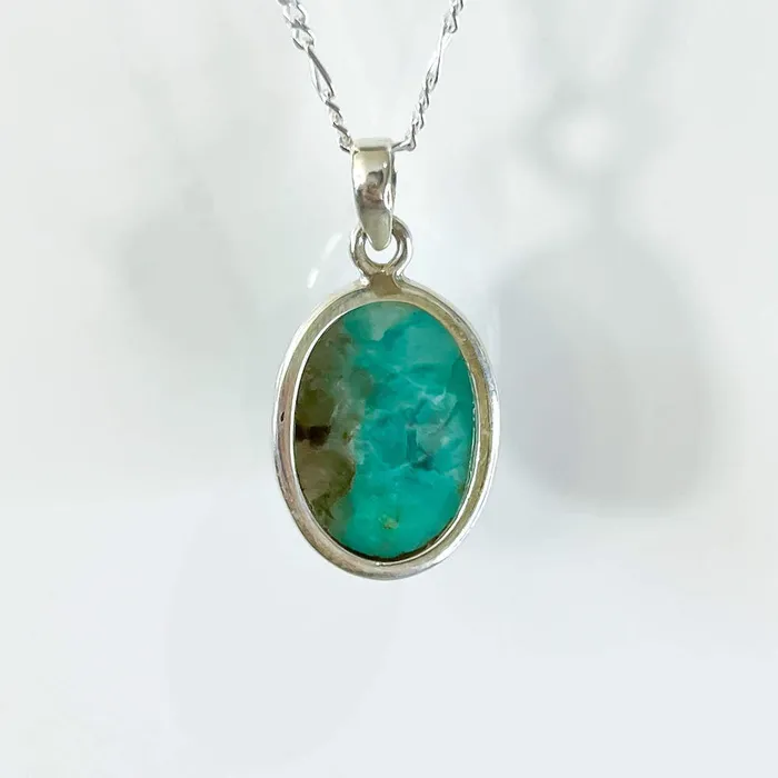 Genuine Blue Amazonite Stone Sterling Silver Pendant Necklace Magic Crystals Necklaces