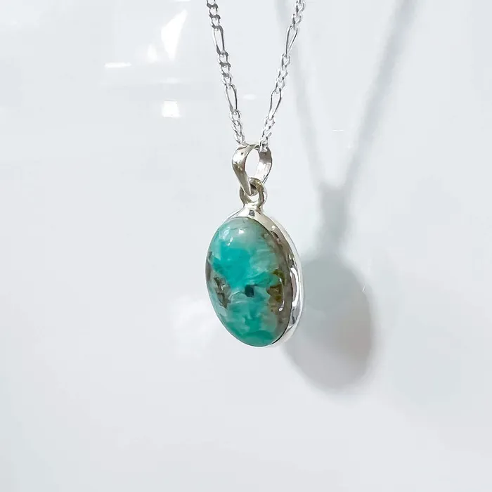 Genuine Blue Amazonite Stone Sterling Silver Pendant Necklace Magic Crystals Necklaces