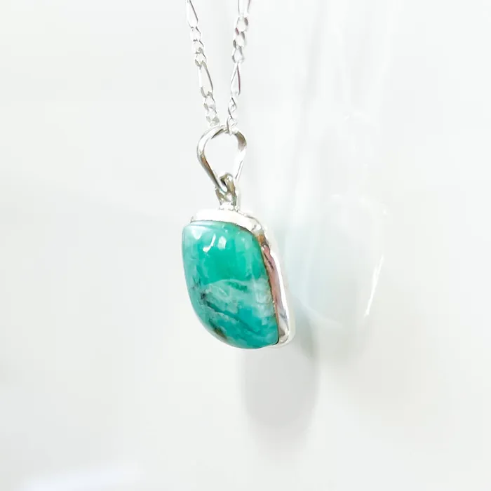 Genuine Blue Amazonite Stone Sterling Silver Pendant Necklace Magic Crystals Necklaces