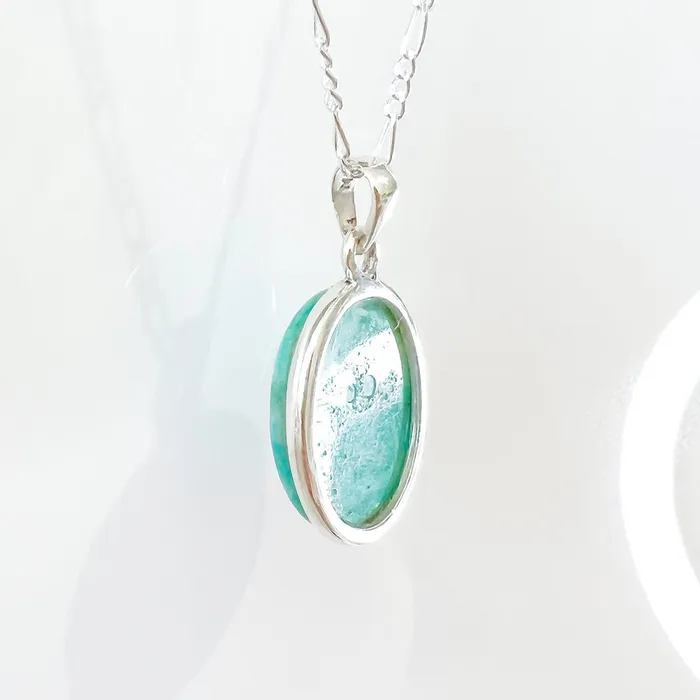 Genuine Blue Amazonite Stone Sterling Silver Pendant Necklace Magic Crystals Necklaces