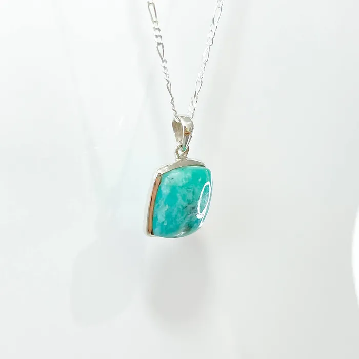 Genuine Blue Amazonite Stone Sterling Silver Pendant Necklace Magic Crystals Necklaces
