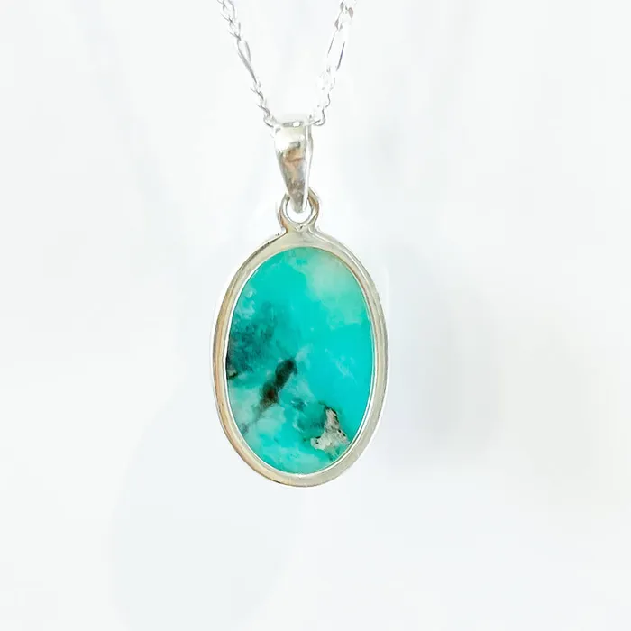 Genuine Blue Amazonite Stone Sterling Silver Pendant Necklace Magic Crystals Necklaces