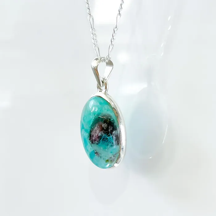 Genuine Blue Amazonite Stone Sterling Silver Pendant Necklace Magic Crystals Necklaces