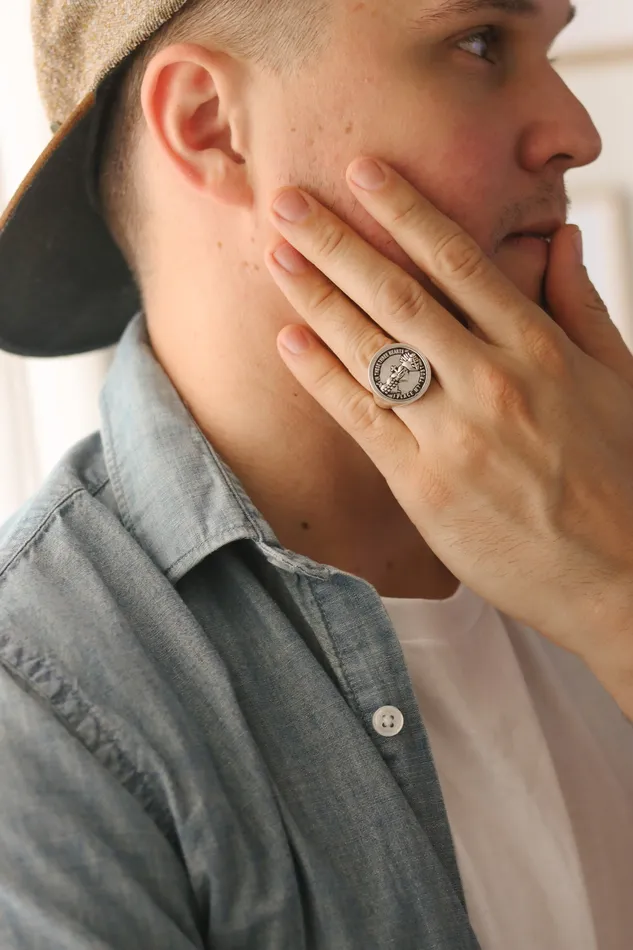 Holy Family Hearts Signet Ring The Little Catholic Rings