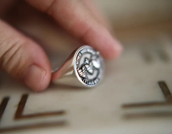 Holy Family Hearts Signet Ring The Little Catholic Rings