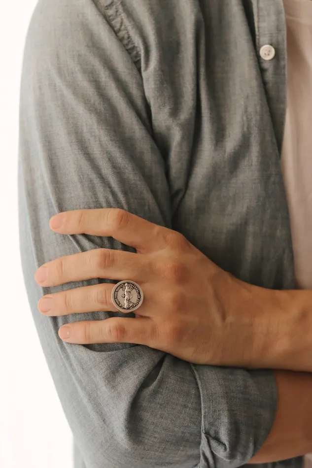 Holy Family Hearts Signet Ring The Little Catholic Rings