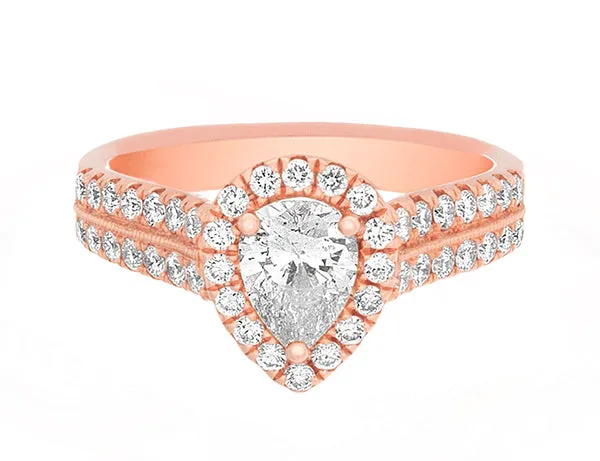 International Diamond Center Complete Rings Rose Gold with 06 CTW Pear Diamond Diamond Center Stone Halo Engagement Ring Rings International Diamond Center Complete Rings Rose Gold with 06 CTW Pear Diamond Diamond Center Stone Halo Engagement Ring Rings