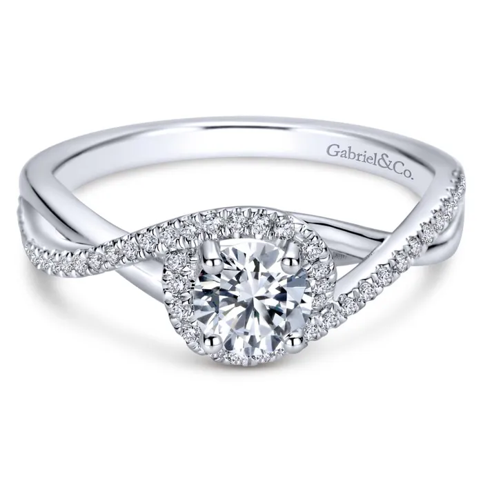 International Diamond Center Gabriel Bridal Collection White Gold Halo Engagement Ring 015 ctw Rings