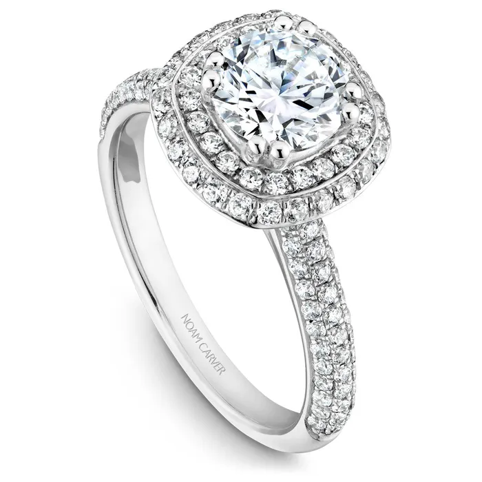 International Diamond Center Noam Carver White Gold 3Sided Diamond Engagement Ring Setting with Double Halo 075 CTW Rings International Diamond Center Noam Carver White Gold 3Sided Diamond Engagement Ring Setting with Double Halo 075 CTW Rings