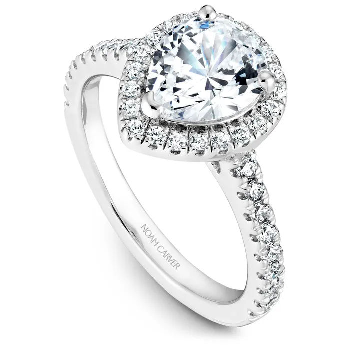 International Diamond Center Noam Carver White Gold Diamond Engagement Ring Setting with Pear Center Stone and Halo 045 CTW Rings International Diamond Center Noam Carver White Gold Diamond Engagement Ring Setting with Pear Center Stone and Halo 045 CTW Rings
