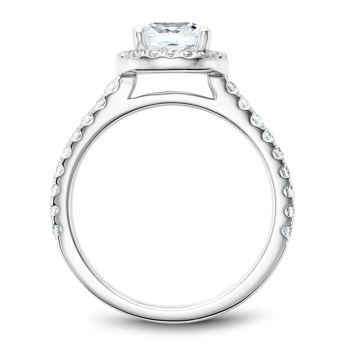 International Diamond Center Noam Carver White Gold Diamond Engagement Ring Setting with Pear Center Stone and Halo 045 CTW Rings