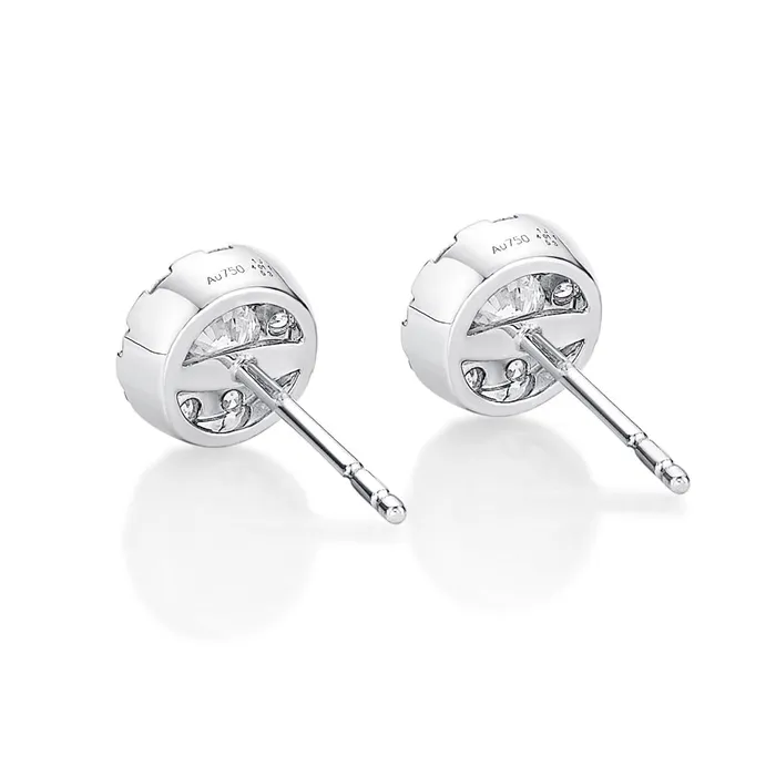 International Diamond Center PreStyled Sets 46 CTW Cluster Diamond Studs Set in 18K Gold