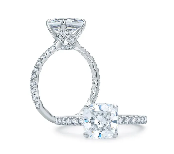 International Diamond Center Rings AJAFFE Art Deco Cushion Diamond Engagement Ring Setting 048 ctw