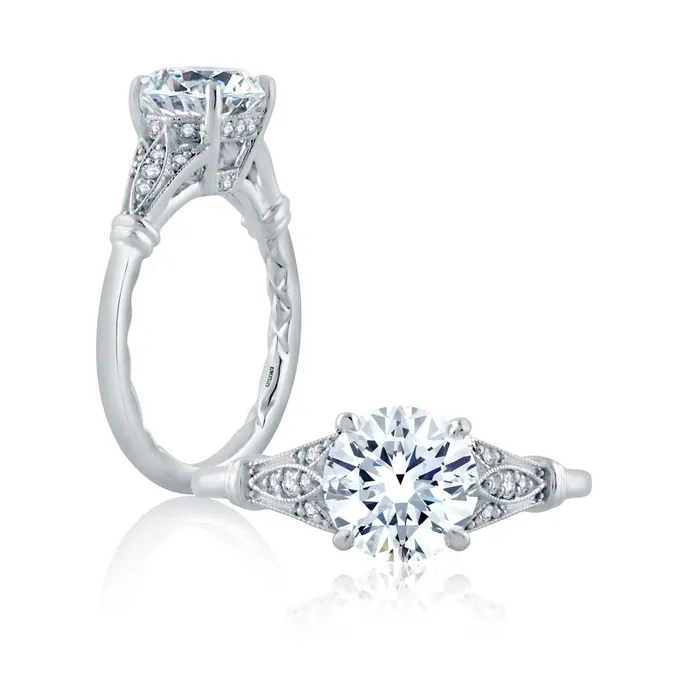 International Diamond Center Rings AJAFFE Art Deco Round Diamond Engagement Ring Setting 011 ctw