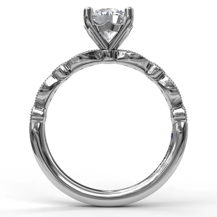 International Diamond Center Rings FANA Classic Diamond Engagement Ring Setting with Detailed Milgrain Band