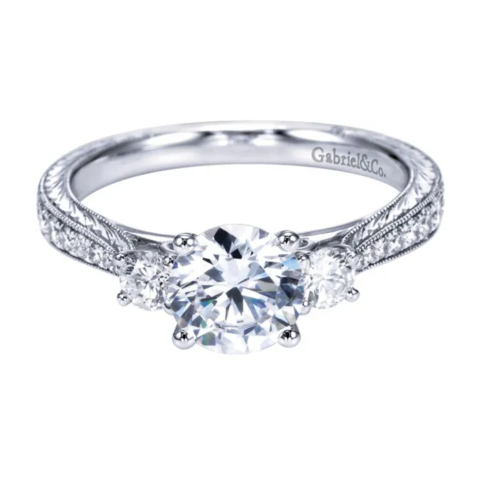 International Diamond Center Rings Gabriel Contemporary Collection White Gold 3Stone Engagement Ring 039 CTW International Diamond Center Rings Gabriel Contemporary Collection White Gold 3Stone Engagement Ring 039 CTW