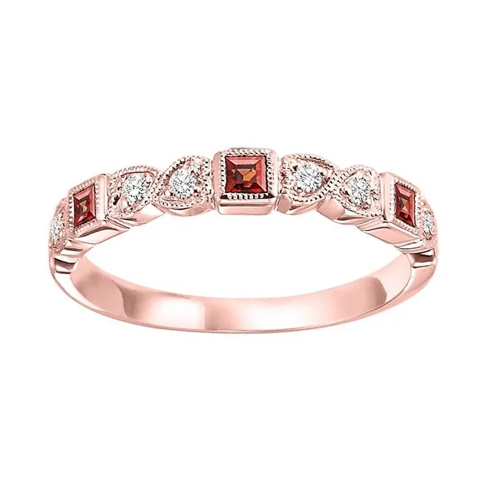 International Diamond Center Rings Mix Bezel Garnet Band 110CT in 14K Rose Gold International Diamond Center Rings Mix Bezel Garnet Band 110CT in 14K Rose Gold