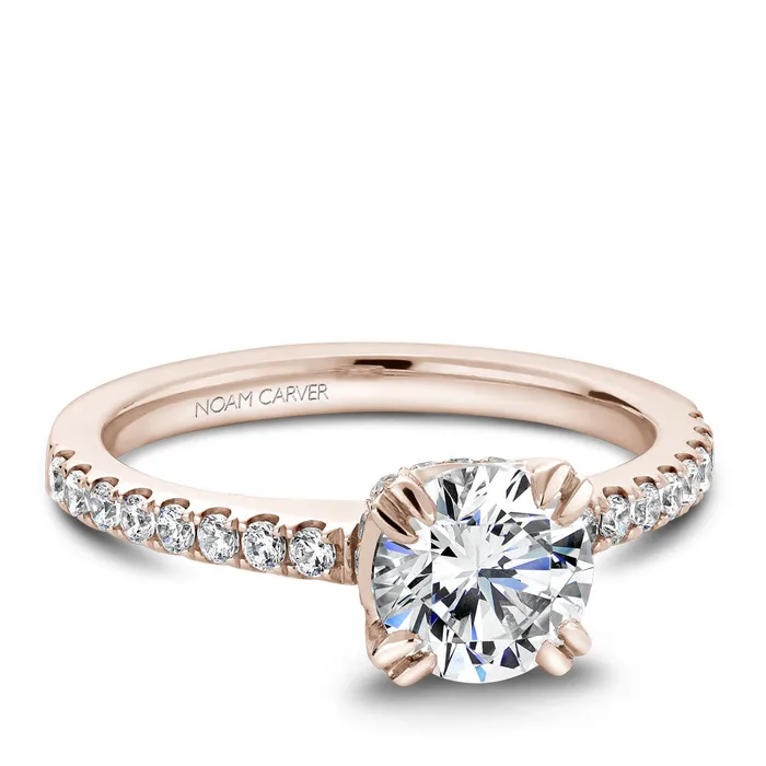 International Diamond Center Rings Noam Carver Rose Gold Diamond Engagement Ring Setting 039 CTW