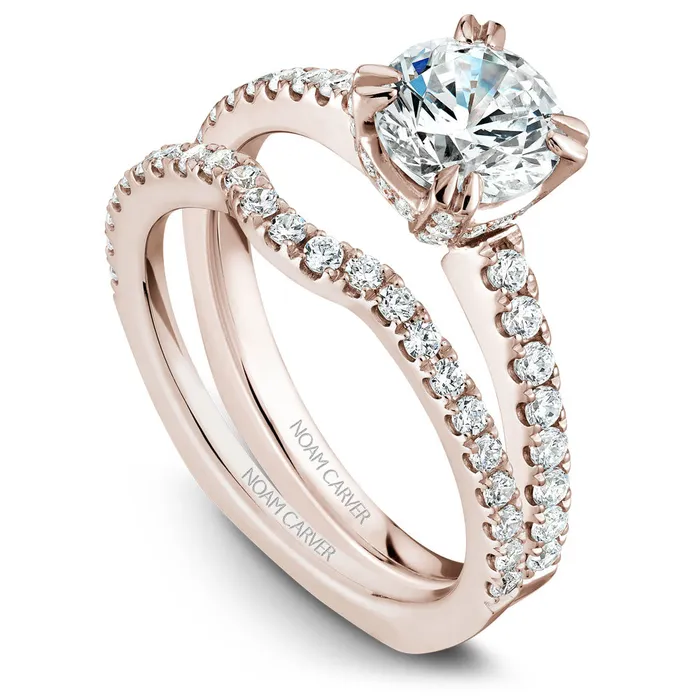 International Diamond Center Rings Noam Carver Rose Gold Diamond Engagement Ring Setting 039 CTW