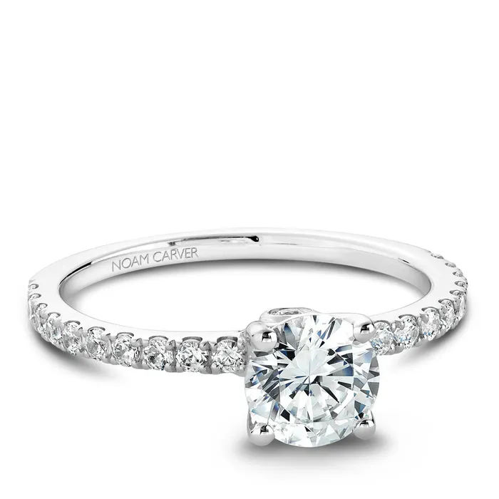 International Diamond Center Rings Noam Carver White Gold Diamond Engagement Ring Setting 034 CTW