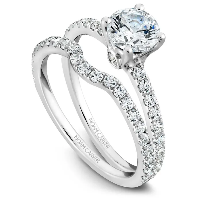 International Diamond Center Rings Noam Carver White Gold Diamond Engagement Ring Setting 034 CTW