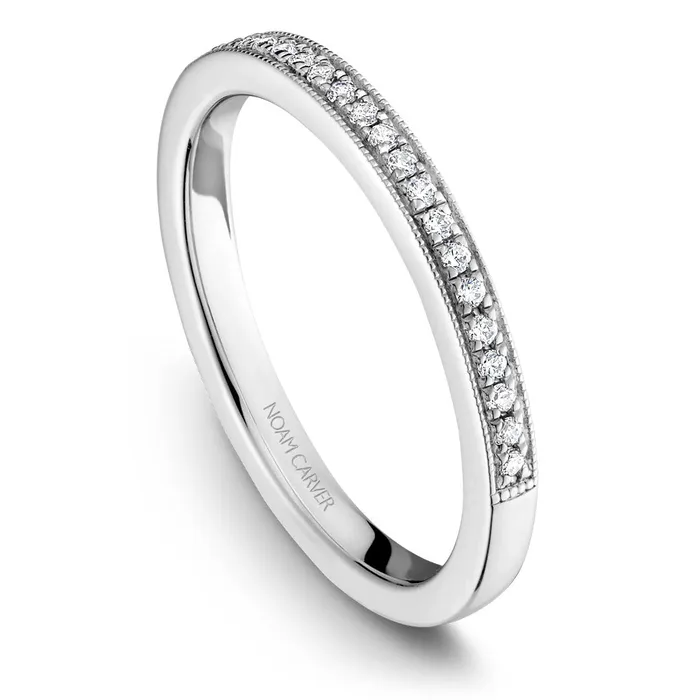 International Diamond Center Rings Noam Carver White Gold Halo Diamond Engagement Ring Setting with Accent Diamonds 016 CTW