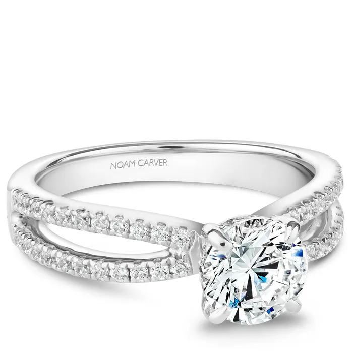 International Diamond Center Rings Noam Carver White Gold Split Shank Diamond Engagement Ring Setting 031 CTW