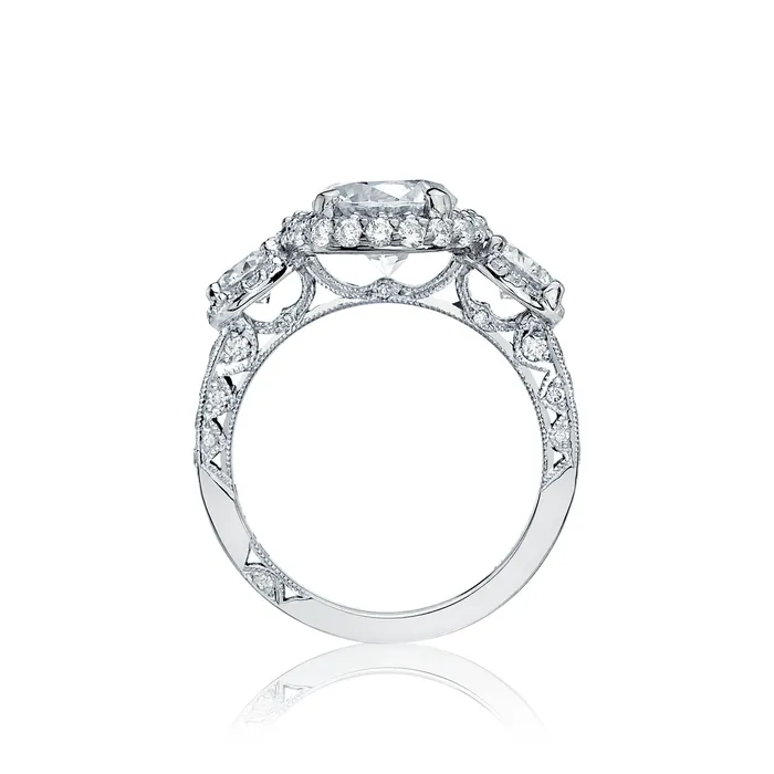 International Diamond Center Rings Tacori 18k White Gold Blooming Beauties Round Diamond Engagement Ring Setting 165 CTW