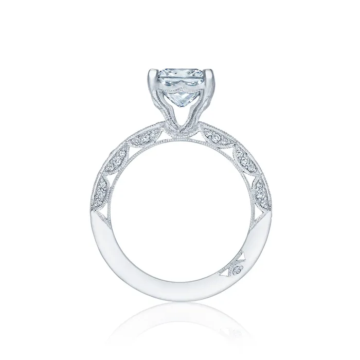 International Diamond Center Rings Tacori 18k White Gold Classic Crescent Princess Diamond Engagement Ring Setting 041 CTW