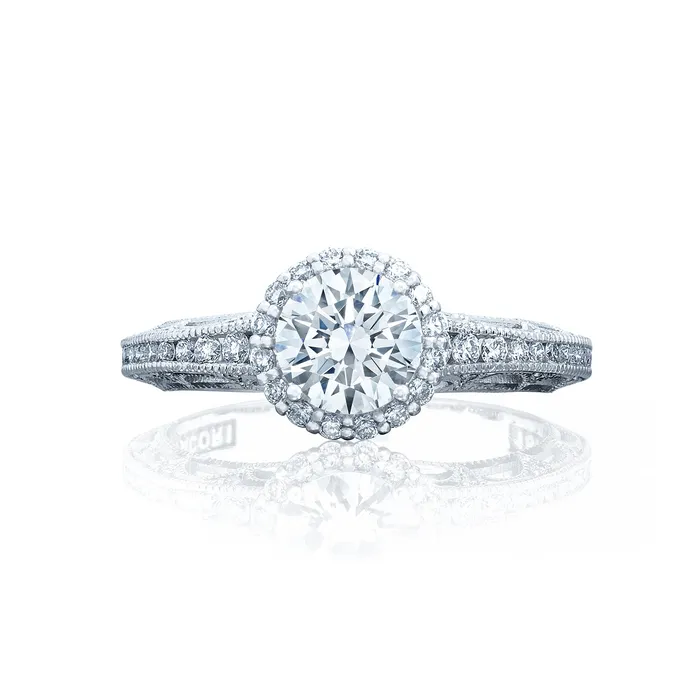 International Diamond Center Rings Tacori 18k White Gold Reverse Crescent Round Diamond Engagement Ring Setting 037 CTW International Diamond Center Rings Tacori 18k White Gold Reverse Crescent Round Diamond Engagement Ring Setting 037 CTW