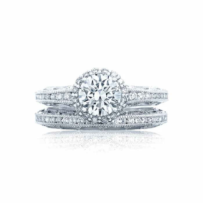 International Diamond Center Rings Tacori 18k White Gold Reverse Crescent Round Diamond Engagement Ring Setting 037 CTW International Diamond Center Rings Tacori 18k White Gold Reverse Crescent Round Diamond Engagement Ring Setting 037 CTW