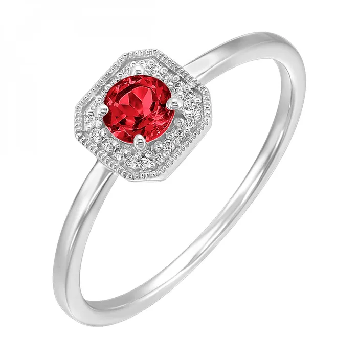 International Diamond Center White Gold Diamond and Created Garnet Gemstone Ring Rings International Diamond Center White Gold Diamond and Created Garnet Gemstone Ring Rings