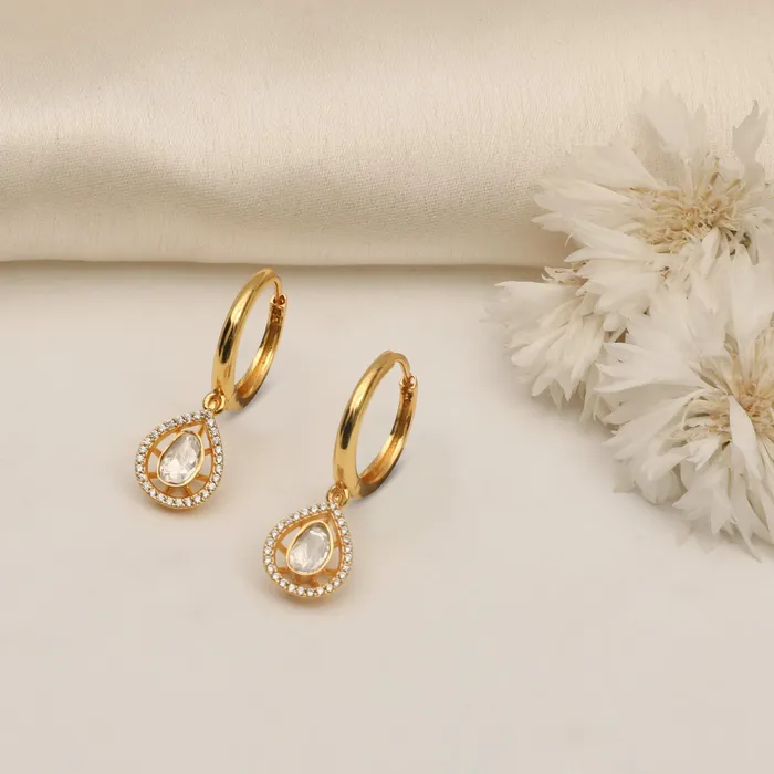 Lunar Glow Moissanite Silver Dangler Earrings SILVER Earrings