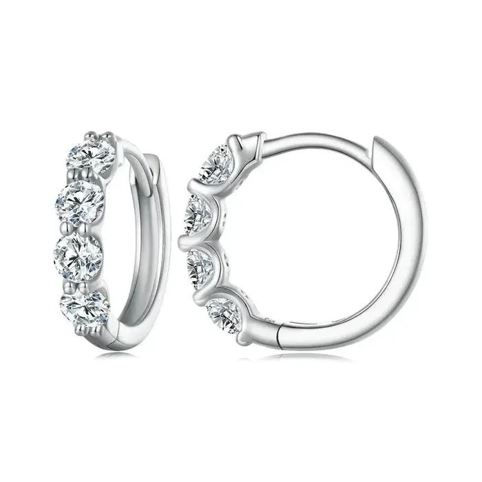 Luxus Moissanite Earrings PLATINUM PLATED 925 SILVER MOISSANITE HOOP EARRINGS 08 CTW Luxus Moissanite Earrings PLATINUM PLATED 925 SILVER MOISSANITE HOOP EARRINGS 08 CTW