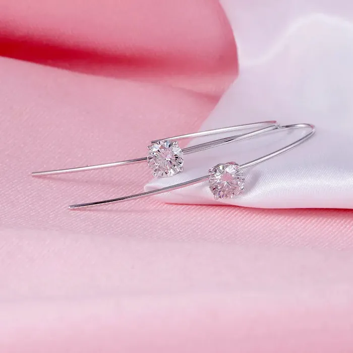 Luxus Moissanite Rings Jewelry 14k White Gold Beautiful Drop Earrings Moissanite 2ctw Earrings