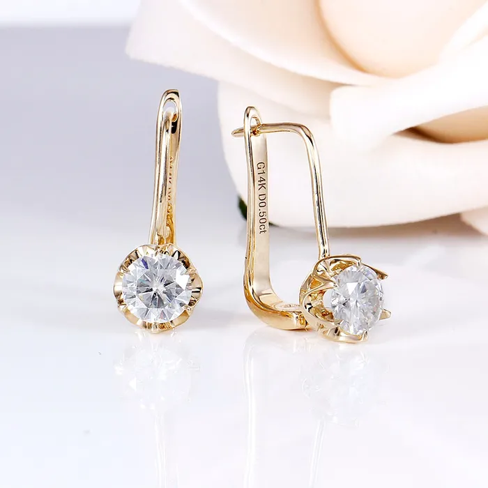 Luxus Moissanite Rings Jewelry Earrings 14k Yellow Gold Drop Moissanite Earrings ctw