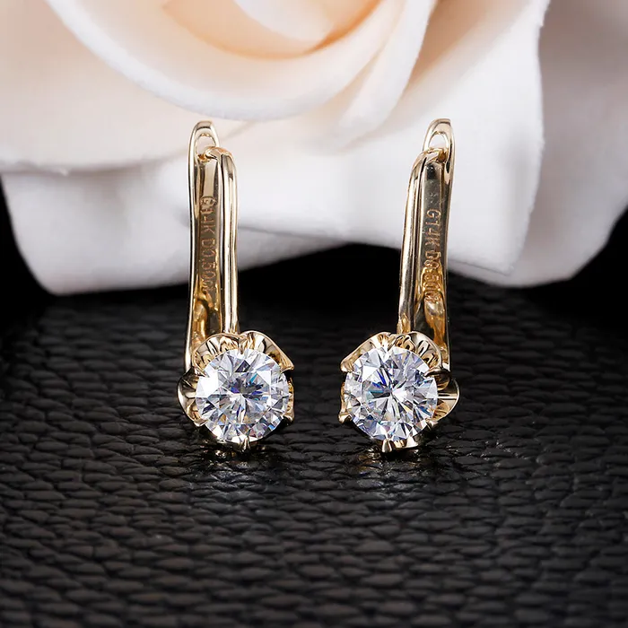 Luxus Moissanite Rings Jewelry Earrings 14k Yellow Gold Drop Moissanite Earrings ctw