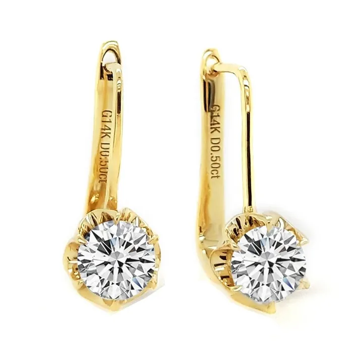 Luxus Moissanite Rings Jewelry Earrings 14k Yellow Gold Drop Moissanite Earrings ctw